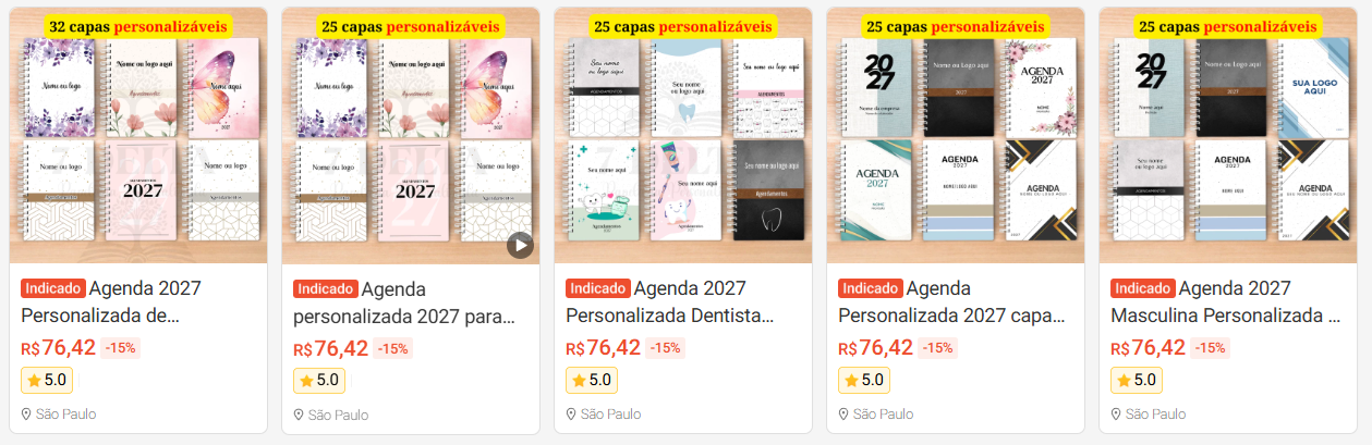 Agenda personalizada para clientes, consultório e manicure